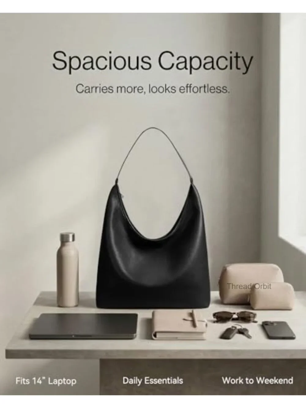 Large Hobo Bag for Women Soft Vegan Leather Shoulder Tote with Zipper